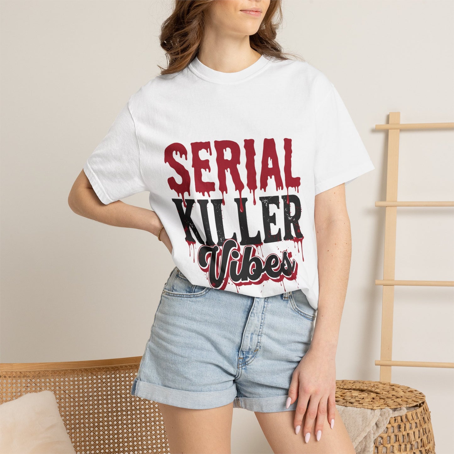 Serial Killer Vibes T-shirt | Horror Text Dripping Blood Graphic