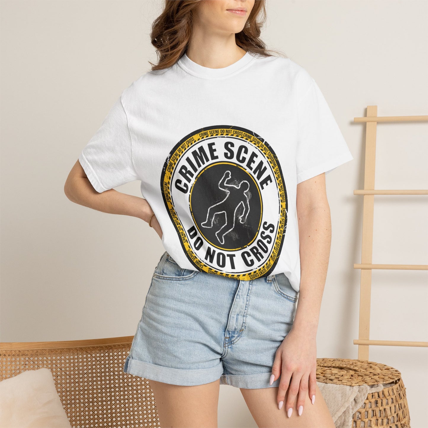 Crime Scene Do Not Cross T-shirt | Chalk Outline Badge Design