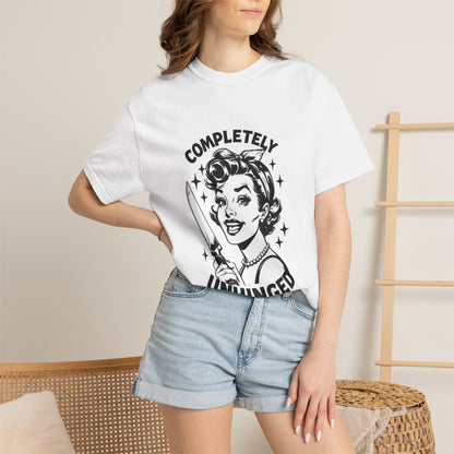 Completely Unhinged Retro Housewife Graphic Tee | T-Shirt