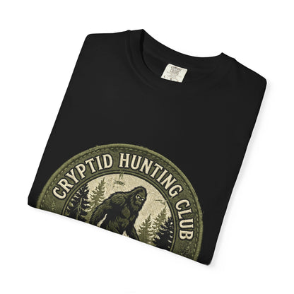 Cryptid Hunting Club Bigfoot Graphic T-Shirt | Vintage Forest Badge