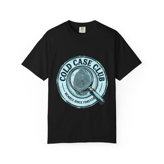 Cold Case Club fingerprint magnifying glass T-Shirt | True Crime Investigation tee