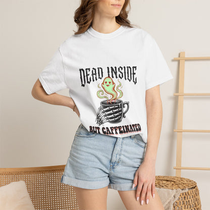 Dead Inside But Caffeinated T-Shirt | Ghost Coffee Illustration
