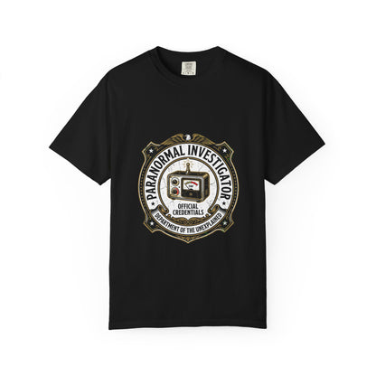 Paranormal Investigator Badge T-shirt | Ghost Hunting Equipment Graphic