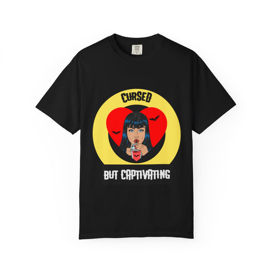 Cursed But Captivating graphic heart girl, T-shirt | Vampire goth retro