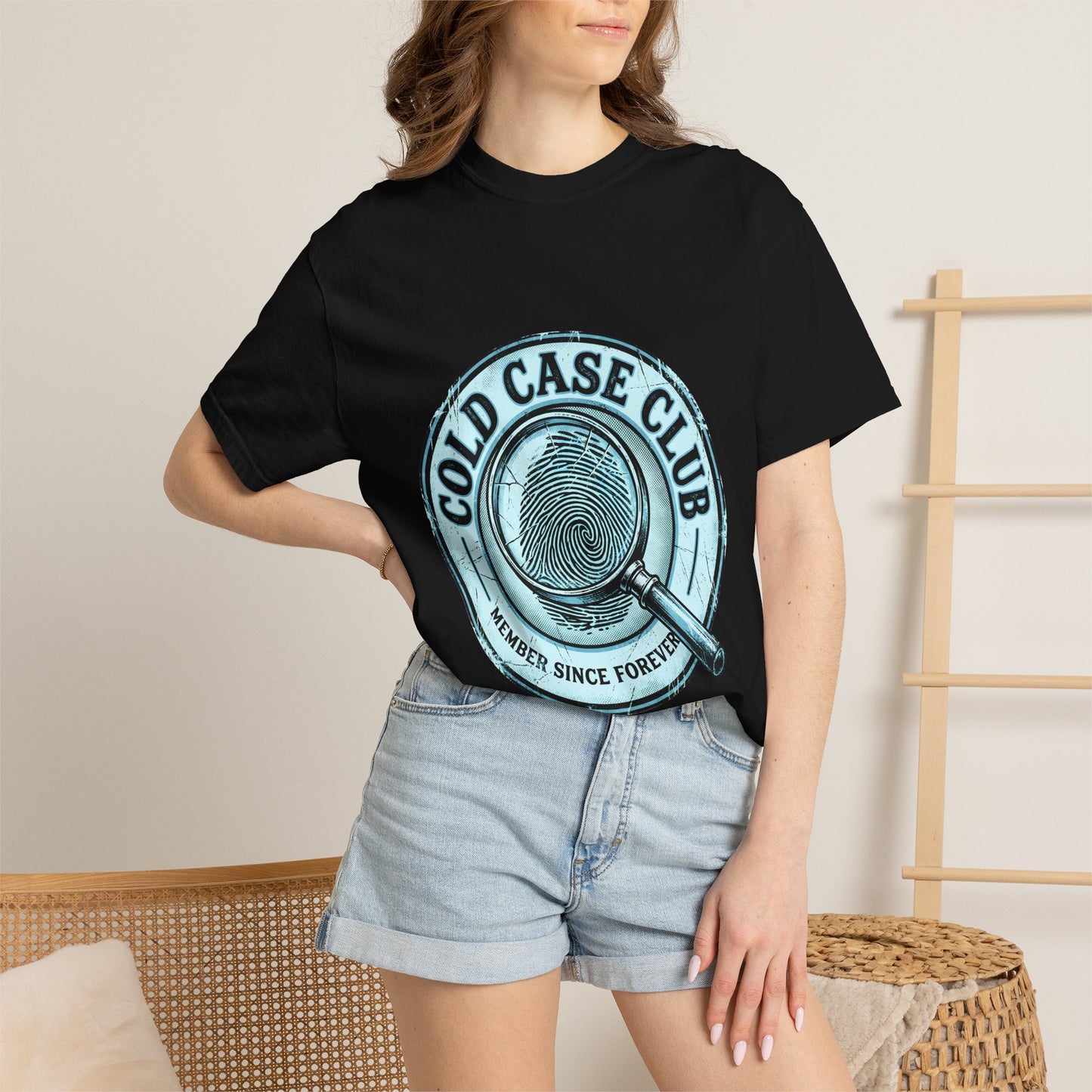 Cold Case Club fingerprint magnifying glass T-Shirt | True Crime Investigation tee