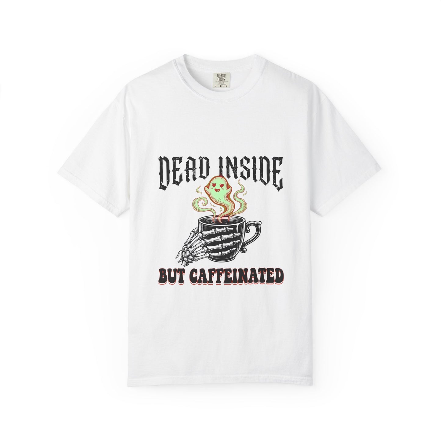 Dead Inside But Caffeinated T-Shirt | Ghost Coffee Illustration
