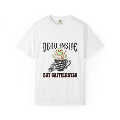 Dead Inside But Caffeinated T-Shirt | Ghost Coffee Illustration