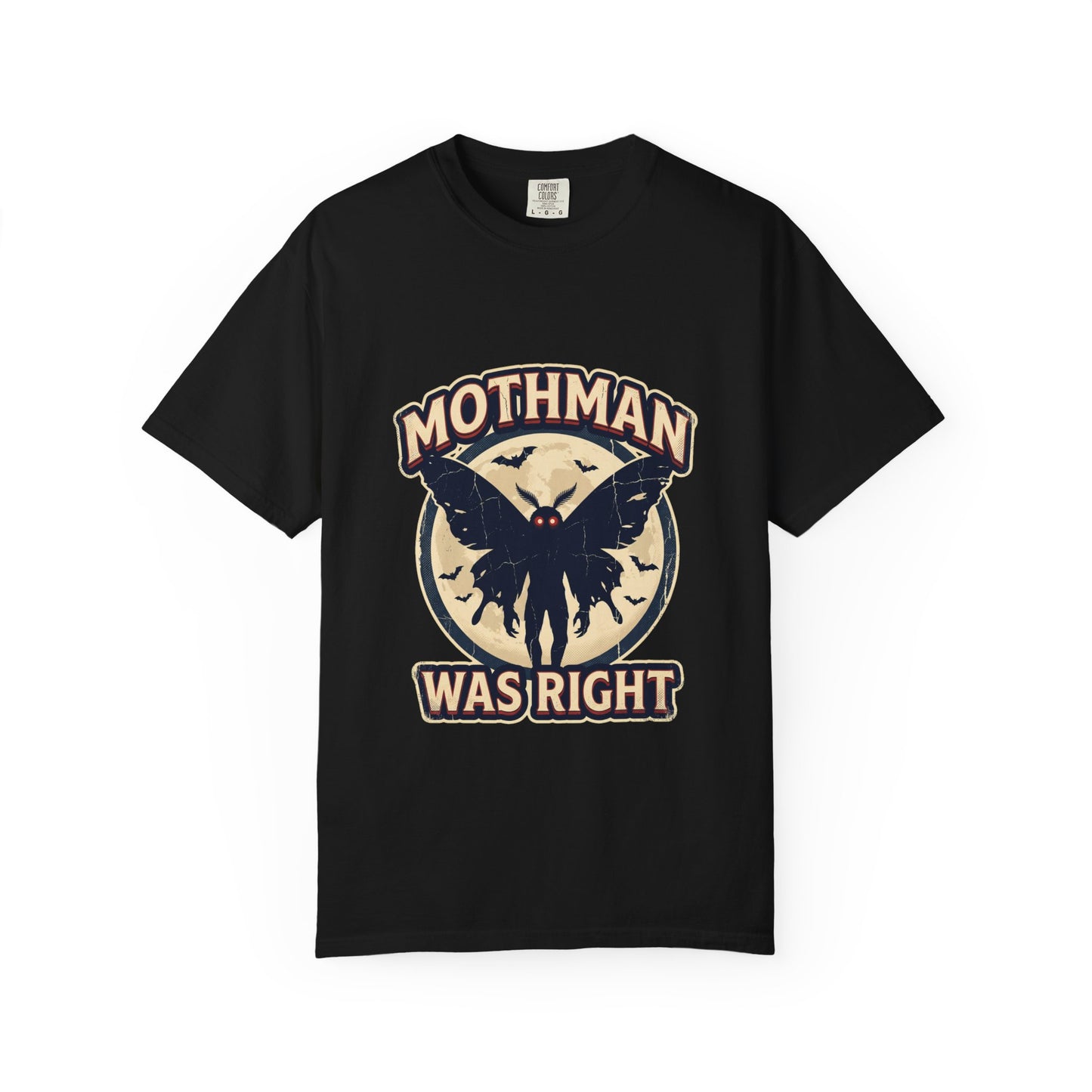 Mothman Was Right T-shirt | Cryptid Mothman Illustration, Retro Moon Design