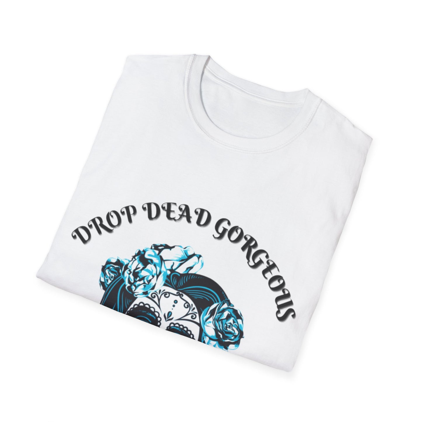 Sugar Skull Woman Drop Dead Gorgeous T-Shirt | Day of the Dead Floral Portrait