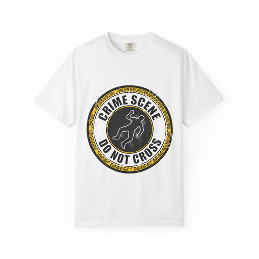 Crime Scene Do Not Cross T-shirt | Chalk Outline Badge Design