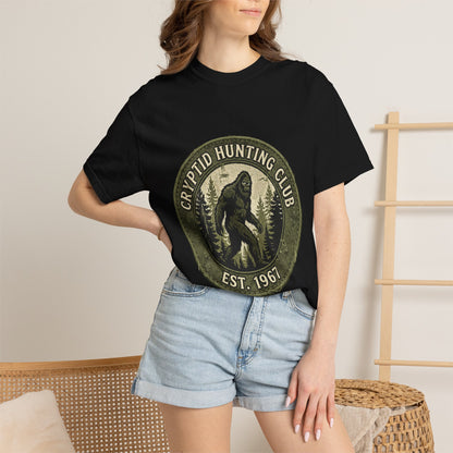 Cryptid Hunting Club Bigfoot Graphic T-Shirt | Vintage Forest Badge