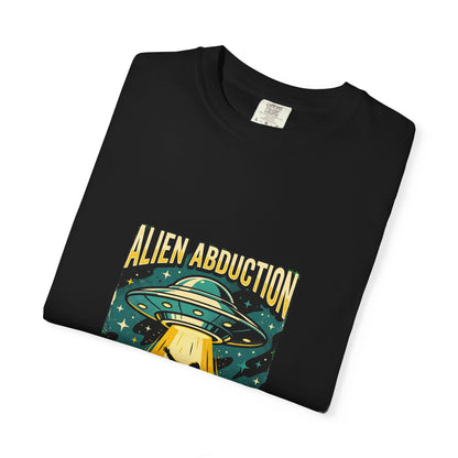 Alien Abduction Survivor T-shirt | UFO Beam Graphic, Retro Space Design