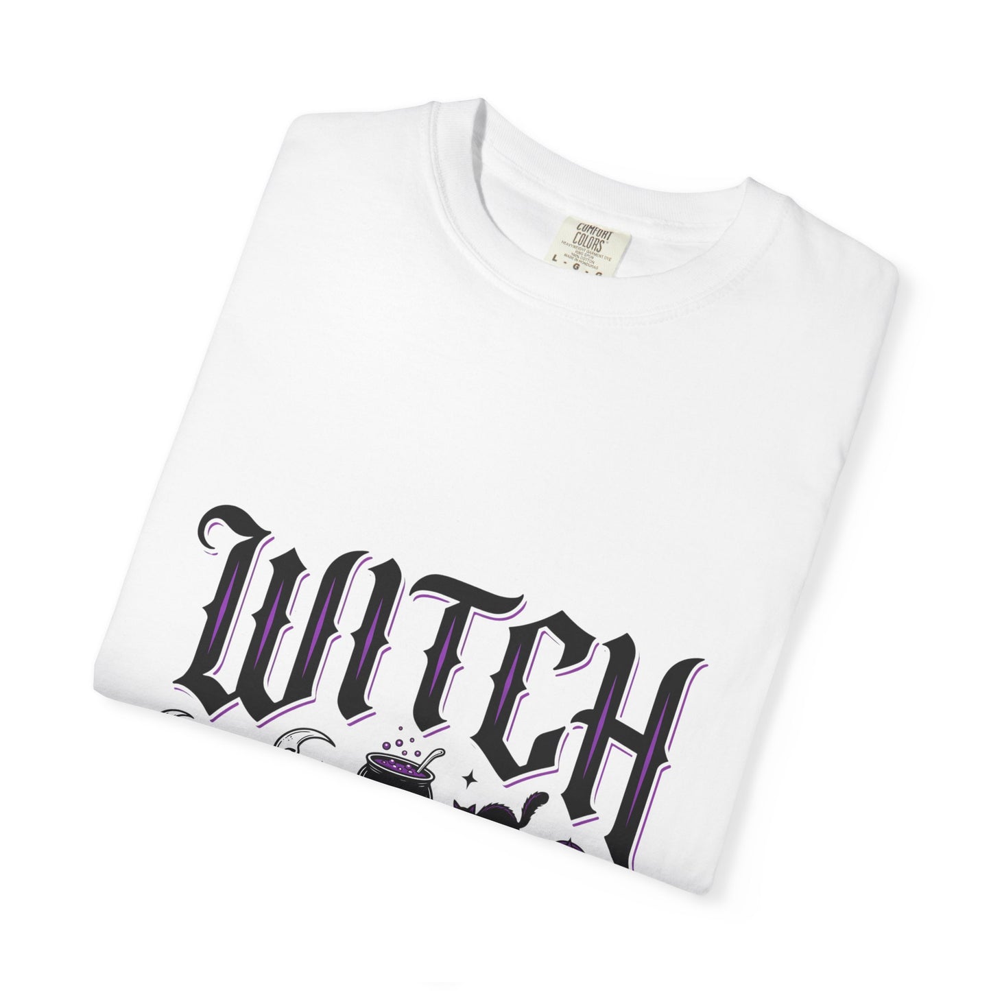 Witch Please T-shirt | Halloween witch hat broom cauldron design