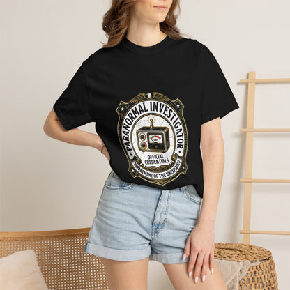Paranormal Investigator Badge T-shirt | Ghost Hunting Equipment Graphic