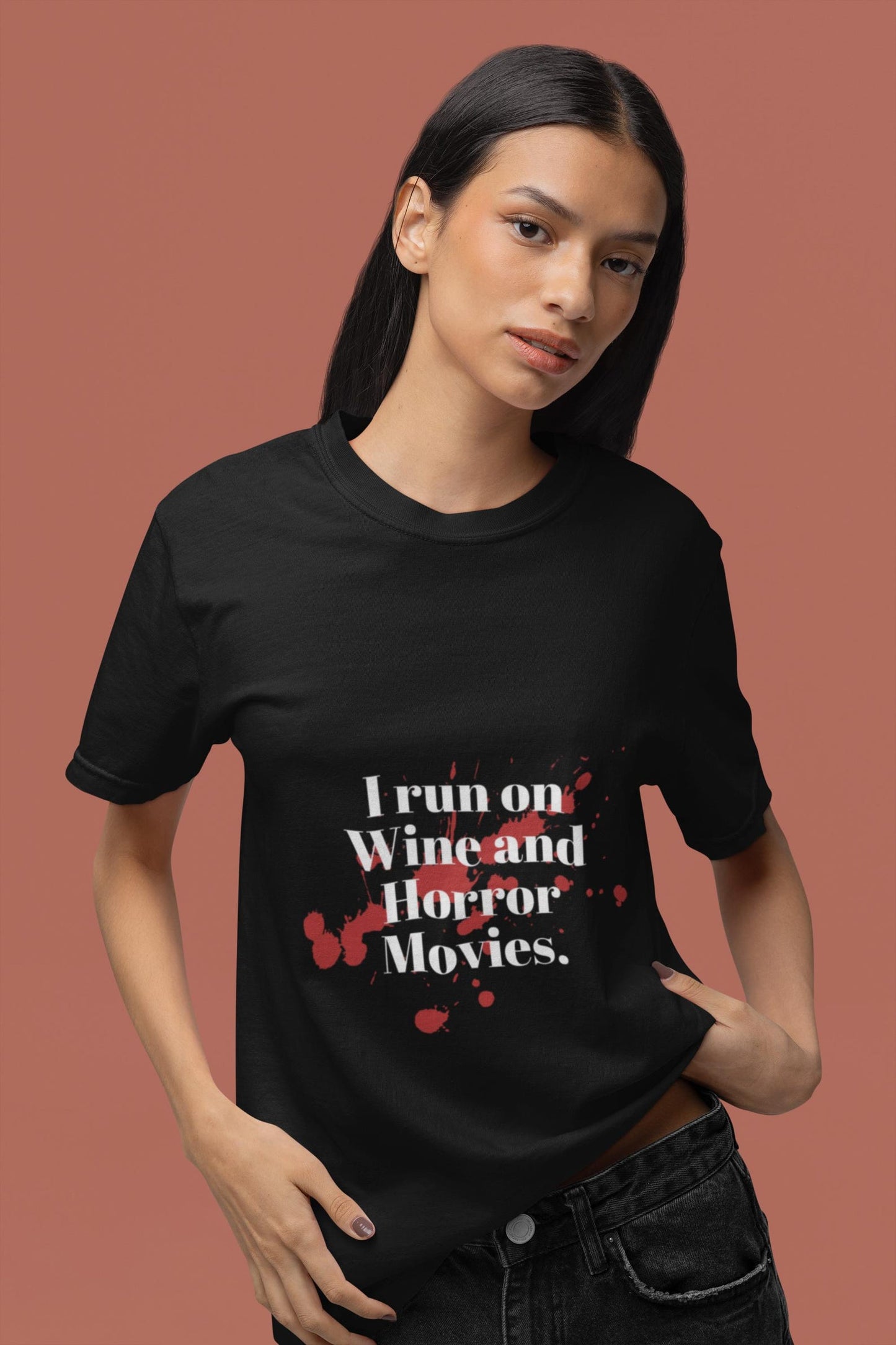 I Run On Wine and Horror Movies Tee | Horror Quote Shirt